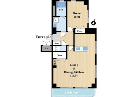 斉藤ビル(1LDK/4階)の間取り写真