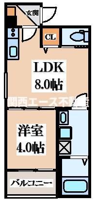 バズ北巽(1LDK/1階)の間取り写真