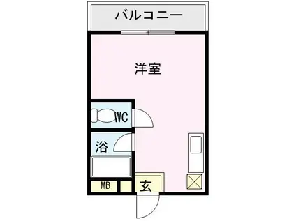 須山ビル(ワンルーム/2階)の間取り写真