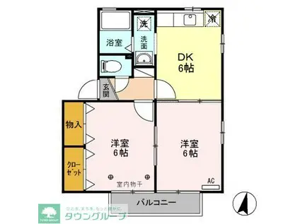 ブラン・メゾン A/B/C(2DK/2階)の間取り写真