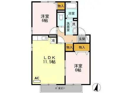 コンフォール竹松I(2LDK/2階)の間取り写真