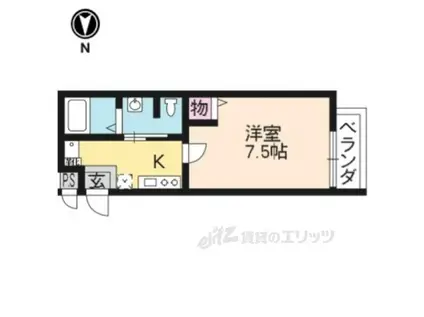 フラッティ中書島(1K/3階)の間取り写真