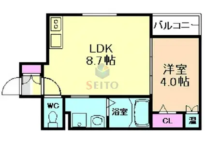 アルカサル吹田(1LDK/2階)の間取り写真