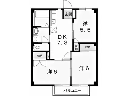 サンハイツ片山(3DK/2階)の間取り写真