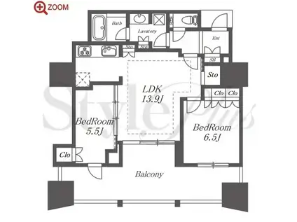 プラウドタワー名駅(2LDK/8階)の間取り写真