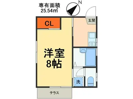 ALBION稲毛(1K/1階)の間取り写真