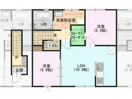 オーシャンズI(2LDK/2階)の間取り写真