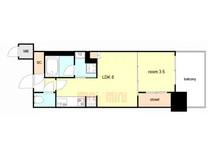 リビオシティ神戸名谷(1LDK/6階)の間取り写真