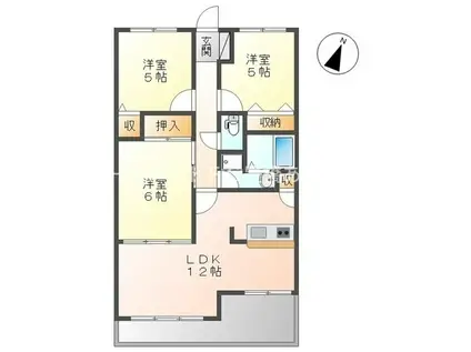 シャンテクール春日(3LDK/2階)の間取り写真