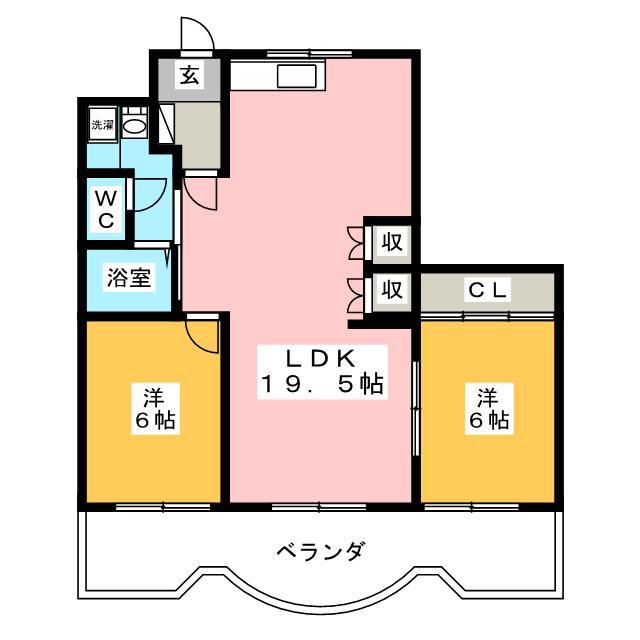 ヴィラ 鈴香(2LDK/3階)の間取り写真