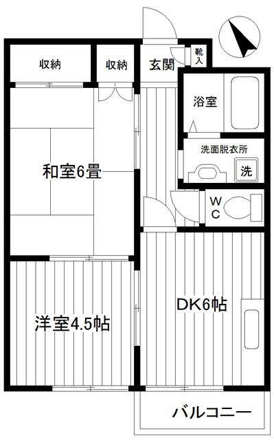 ディアコートイチロー(2DK/3階)の間取り写真