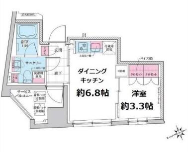 ステラメゾン三軒茶屋(1DK/4階)の間取り写真