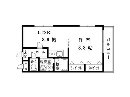 カルム六甲(1LDK/3階)の間取り写真
