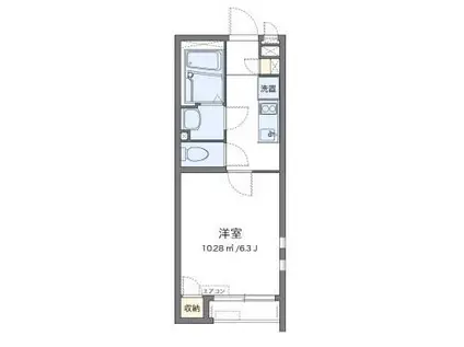 クレイノオカムラハイツ6(1K/2階)の間取り写真