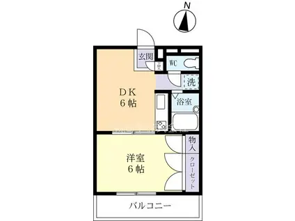 ウインディ(1DK/2階)の間取り写真