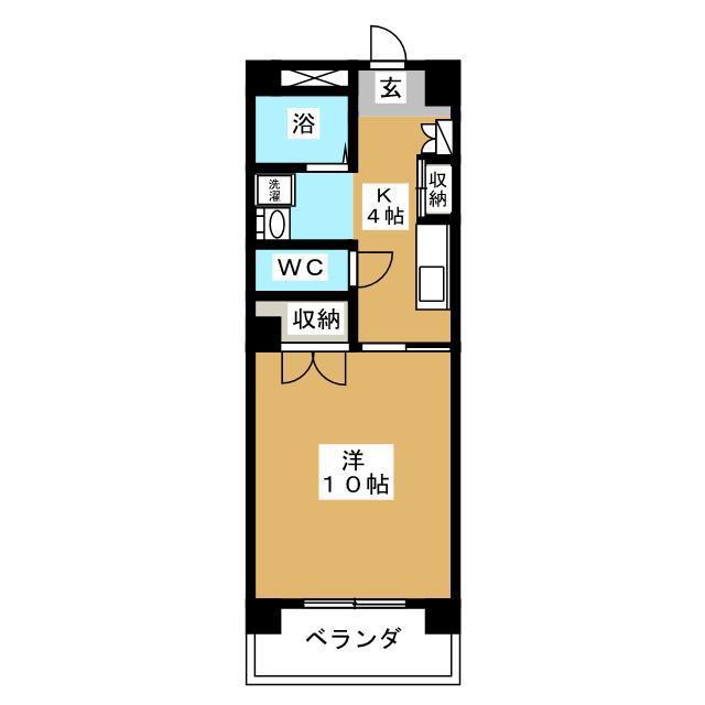 リヴィエル柳町(1K/2階)の間取り写真