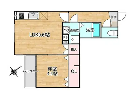 CRECIA下原(1LDK/1階)の間取り写真