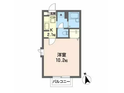 KSフラットB(1K/1階)の間取り写真