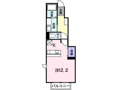 レジデンス細野I(ワンルーム/1階)の間取り写真