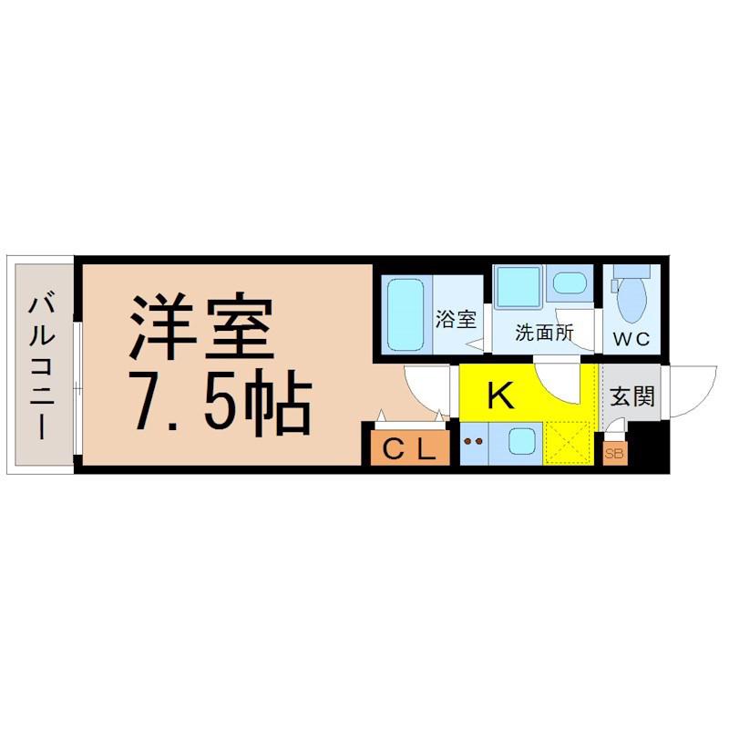 ルシエル吹上(1K/1階)の間取り写真