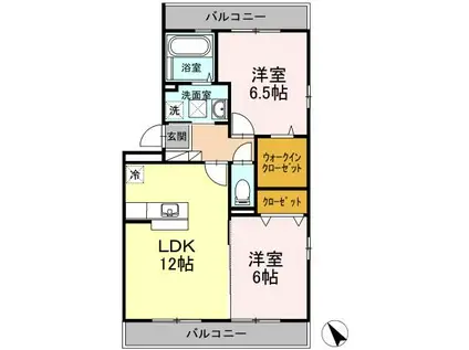 メゾン ドゥ ラ ペ(2LDK/3階)の間取り写真