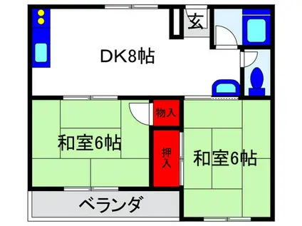 前沢マンション(2DK/4階)の間取り写真