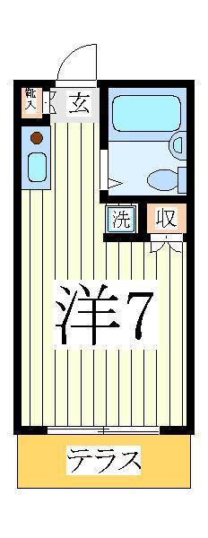 ヒュッテ丸山(ワンルーム/1階)の間取り写真