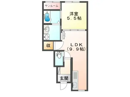 LIEN(1LDK/1階)の間取り写真