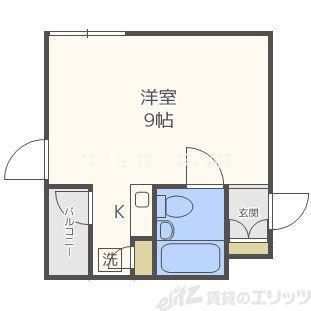 バトンルージュ(ワンルーム/2階)の間取り写真