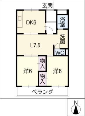 パティオ野並(3DK/4階)の間取り写真