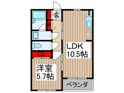 グランパレス日進(1LDK/1階)の間取り写真