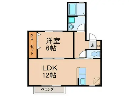 サンビスタ21(1LDK/2階)の間取り写真