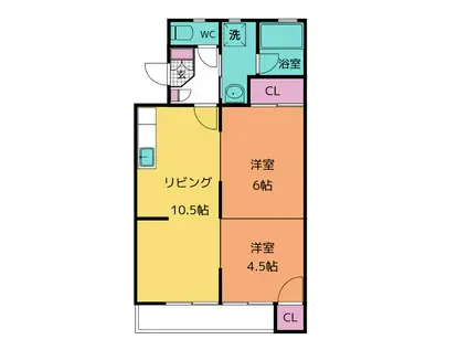第二黒潮ビル金沢文庫ハイツ(1LDK/3階)の間取り写真
