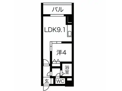 コートロティS15(1LDK/6階)の間取り写真