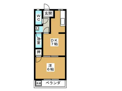 クリエイトハイム安田(1DK/1階)の間取り写真