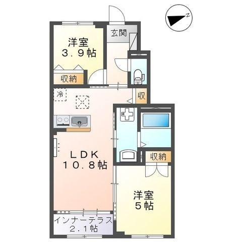 LINK ROMMTY(2LDK/1階)の間取り写真