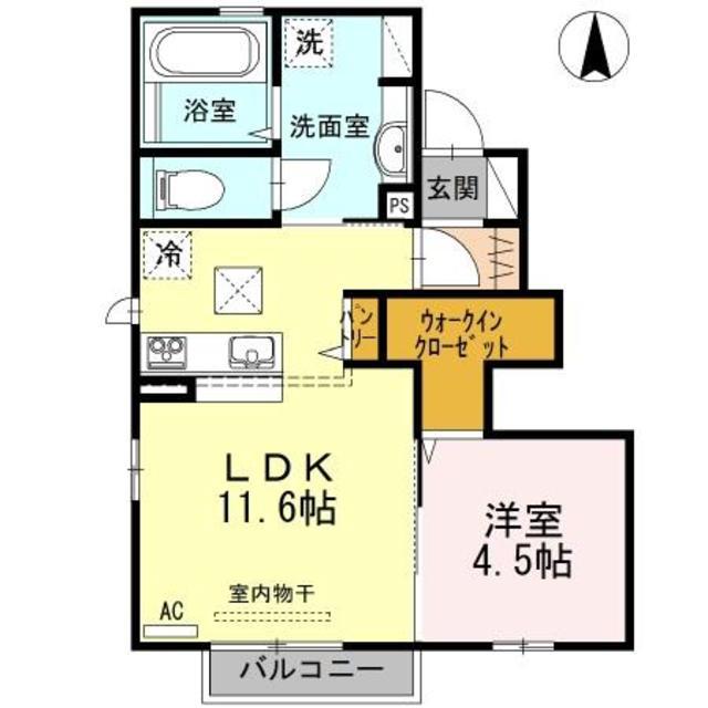 リバーサイド駅東(1LDK/1階)の間取り写真