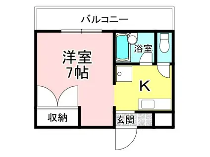 サンリフレッシュ(1K/2階)の間取り写真