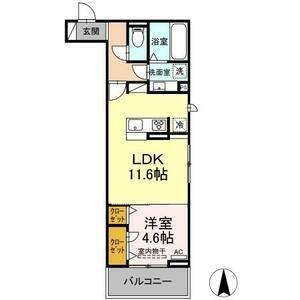 セレスティア助光 B棟(1LDK/2階)の間取り写真