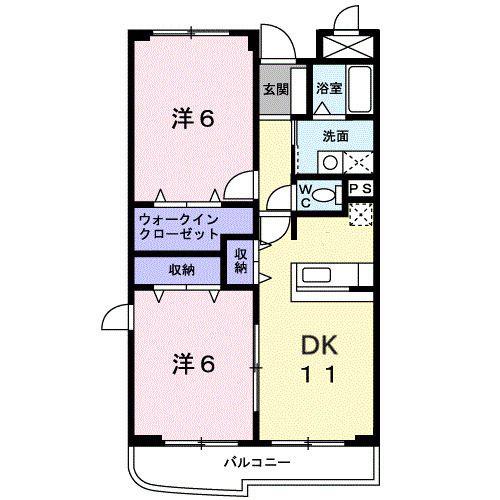 クラージュ ドゥー(2LDK/3階)の間取り写真
