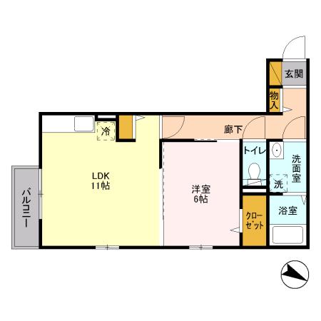 ベルデュール(1LDK/2階)の間取り写真