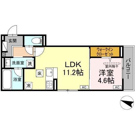 DーRESIDENCE明神(1LDK/1階)の間取り写真