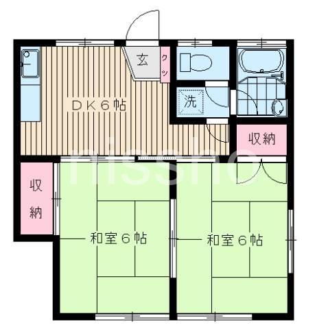 グリーンハイツ(2DK/1階)の間取り写真
