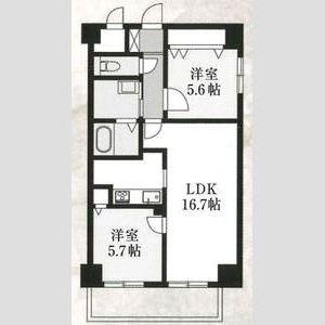 グリュックメゾン西大寺(2LDK/3階)の間取り写真