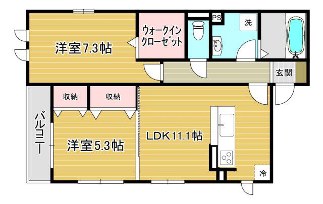 カミーリア北大塚(2LDK/1階)の間取り写真