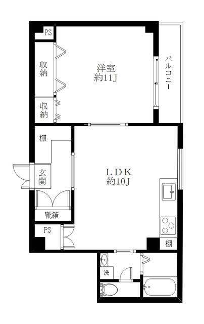 メヌエット白金(1LDK/2階)の間取り写真