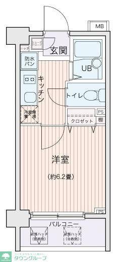 エコロジー都立大学レジデンス(1K/1階)の間取り写真