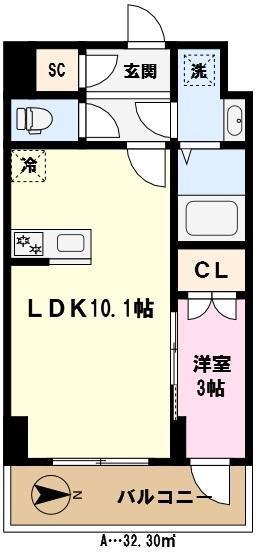 ライムレジデンスカワグチイースト(1LDK/3階)の間取り写真