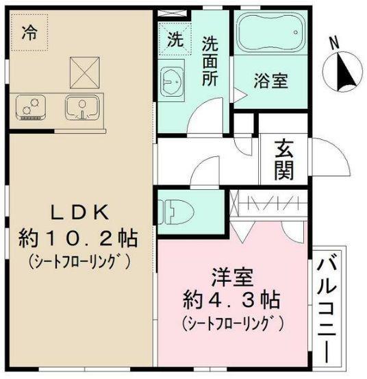 メープルハウス(1LDK/1階)の間取り写真