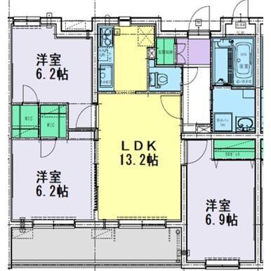 リベラ エレンシア(3LDK/3階)の間取り写真